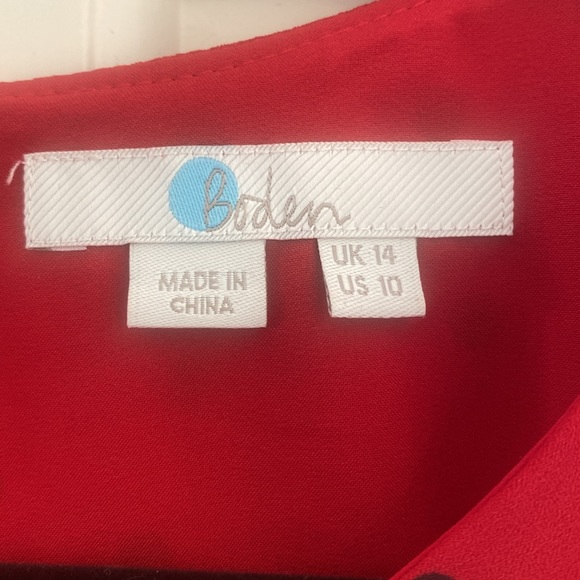 BODEN Blouse Red Poinsettia Polka Spot Dot Sena Peplum Top Size 10 - Picture 4 of 11